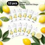 MYARO 12 Packs Lemon Scented Sachets for Drawer Closet Bathroom Odor Eliminator - Fresh Home Fragrance Car Air Frehener