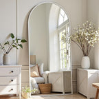 Dewfig Full Length Mirror, 58"x18" Large Floor Mirror with Stand, Full Body Mirrors for Leaning or Hanging, Standing Mirrors for Bedroom, Living Room,Dressing Room, Aluminum Alloy Frame, White