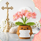 Wavwavw Christian Gift for Women Positive Handmade Crochet Doll with Bible Verse Prayer Card Inspirational Scripture Religious Crochet for Christmas Sunday Group Church