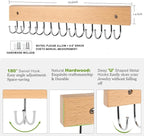 Necklace Holder Wall Mounted Jewelry Organizer - 2 Pack Wooden with 28 Rotating 180° Hooks for Hanging Earring & Ring Bracelet Storage, Decorative Space-Saving Jewelry Display (Natural)