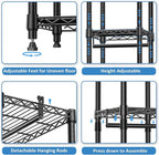 IZEUK Heavy Duty Rolling Garment Rack Wire Clothes Rack for Hanging Clothes (Black, 3 composition, 15.7" D x 43.3" W x 76.5" H)