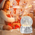 Christmas Snow Globe Musical Snowman Country Village Silver Xmas Tree White Water Snow Globes LED Light Change Music Box Home Christmas Decor for Kids Snowman Snow Globes