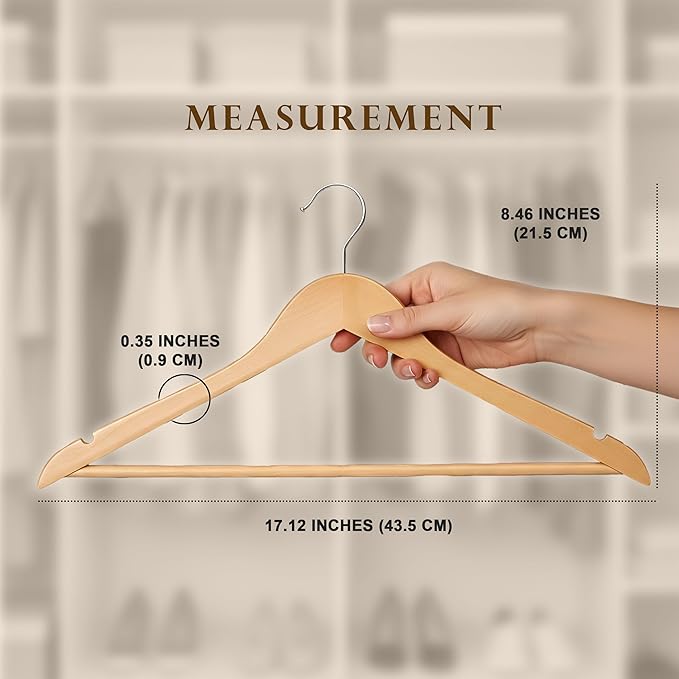 Utopia Home Premium Wooden Hangers 90 Pack - Durable & Slim Coat Hanger - Suit Hanger with 360-Degree Rotatable Hook - Wood Hangers with Shoulder Grooves (Natural Color)