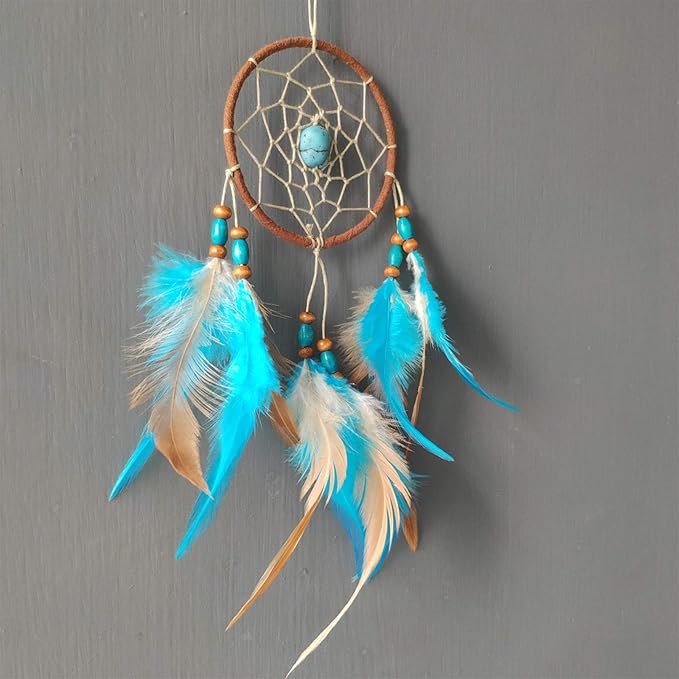 Dream Catchers for Cars Rear View Mirror, Small Feather Dream Catcher Wall Hanging Car Deco Car Charm Ornament (1.1 Blue)