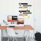 8Pcs Rectangle Felt Cork Board Bar Strips with 35 Pushpins, Self-Adhesive Bulletin Board Strips for Office School Home Wall Decor Stickers Memos Schedules Photos Display -Camel & Grey