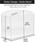 Magazine Rack - Clear Acrylic Magazine Holder, Acrylic Newspaper Stand Organizer with handles, Modern Lucite Magazine and Book Basket Box for Bathroom, Bedroom, Living Room and Office