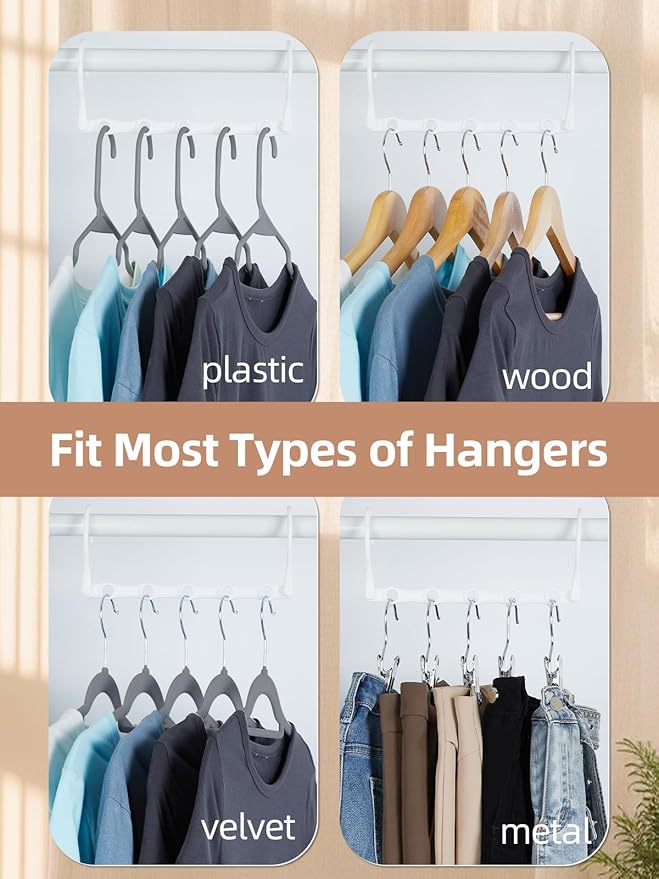 HOUSE DAY White Magic Plastic Hangers Space Saving Organizers and Storage Clothes Hanger Multi Hangers Sturdy Wardrobe Closet for Heavy Clothes, Dorm Room Bedroom Home RV Car Camper Essentials 20 Pack