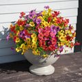 16 Bundles Artificial Flowers for Outdoor Realistic Faux Flower Spring Summer Garden Home Decoration, Hanging Daisy with Eucalyptus Leaves Fake Plants Greenery Balcony Porch Patio Front Door Decor