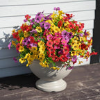16 Bundles Artificial Flowers for Outdoor Realistic Faux Flower Spring Summer Garden Home Decoration, Hanging Daisy with Eucalyptus Leaves Fake Plants Greenery Balcony Porch Patio Front Door Decor