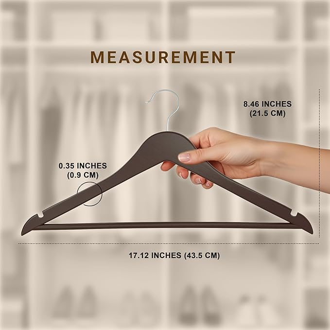 Utopia Home Premium Wooden Hangers 20 Pack - Durable & Slim Coat Hanger - Suit Hanger with 360-Degree Rotatable Hook - Wood Hangers with Shoulder Grooves (Brown Color)
