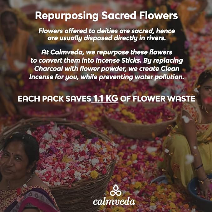 Calmveda Church Frankincense and Myrrh Incense - 80 Sticks, Charcoal Free, Handmade from Upcycled Flowers, Spiritual Healing Incense