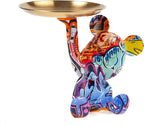 Key Holder Bowl Tray for Office Desk, Decorative Animal Bear Sculpture Home Decor Statue, Storage Tray for Entryway Table (Graffiti)
