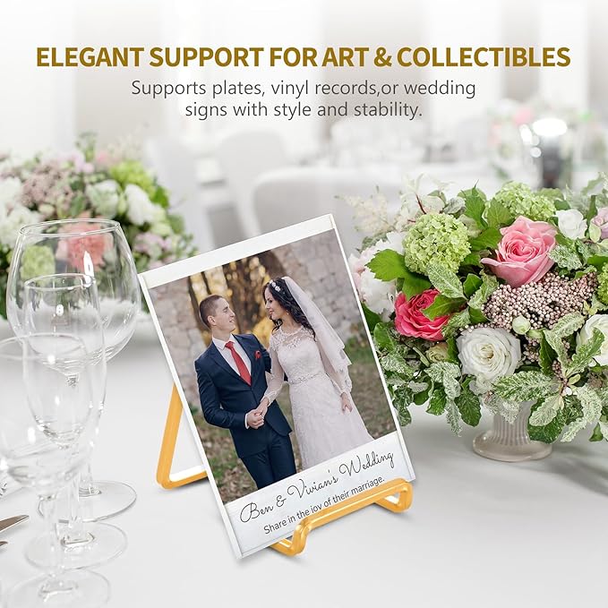 Plate Holder Easel Display Stand - 4.5 inch Metal Plate Stands for Display - Tabletop Picture Stand - Gold Iron Easels for Display Pictures | Photo Frames | Book | Decorative Plates | Plaque - 3 Pack