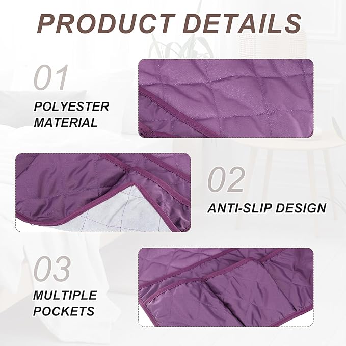 uxcell 2 Pcs Recliner Armchair Caddy, Couch Armrest Organizer with 14 Pockets for Bedside Sofa Remote Control Holder Magazine Phone Book Glasses (Purple, 20" x 7" x 9")