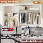8FT Hanging Closet System, 96 Inch Closet Organizer System with Hanging Rod, Walk In Mounted Closet System, Built-In Clothes Garment Rack with 3 Shelving Towers(Can Be Cut To Fit), White