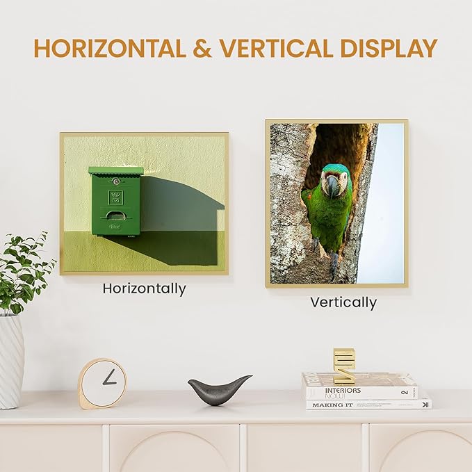 11x13 Aluminum Metal Picture Frame,Tempered Glass Gold Photo Frame 11x13 for Family Photo,Posters,Art,Document to Wall Mount Horizontally or Vertically