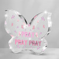 Pink Christian Gifts for Women, Religious Plaques Christian Woman Decor Gifts, Modern Home Office Room Bathroom Bedroom, Pray On It Over It Valentines Day Decor for Teacher Boss Friend (Butterfly)