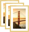 14x20 Picture Frame 3 Pack - Gold Poster Frame Display Pictures 11x17 with Mat or 14 x 20 Without Mat for Wall Hanging Horizontal and Vertical