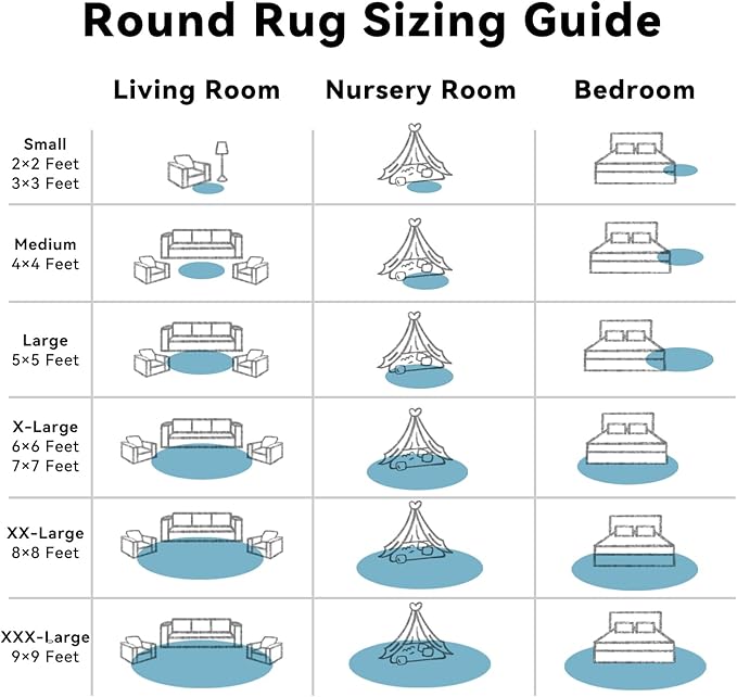 OLANLY Slate Blue Round Rugs for Bedroom - Machine Washable, 6 ft Circle Area Rugs for Living Room, Soft and Fluffy Shaggy Carpet for Teen Girl and Boys, Nursery Rooms, Dorms, Home Decor Aesthetic