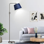Nintiue Dimmable Floor Lamp, 1000 Lumens LED Edison Bulb Included, Brushed Nickel Arc Standing Tall Floor Lamp with Blue Shade for Living Room Bedroom Office Dining Room