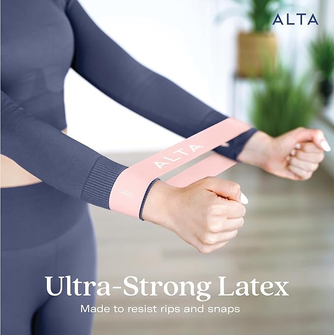 ALTA Mini Loop Bands for Exercise - Premium Durable Latex - Small Resistance Bands for Women, Booty Bands for Working Out, Leg Stretch Loops for Physical Therapy, Pilates Exercise Mini Bands Set