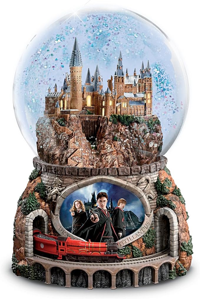 The Bradford Exchange Harry Potter Hogwarts Express Musical Snow Globe, Light-Up Castle, Moving Train with Hedwig's Theme