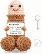 Emotional Support Positive Crochet Animals Pickle Funny Gag Doll Gifts for Men Women Friends,Birthday White Elephant Gifts Desk Decor(Positive pe