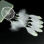 Luminous Dream Catcher,Manual Feather Hanging Decor Dream Catcher for Car Kids Bed Room Wall Hanging Decoration Decor Ornament Craft,Dia 4.3inch/11cm (Type 2)
