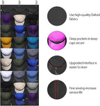 Dofilachy Hat Rack - Hat Organizer - Hat Racks for Baseball Caps, Visible Hat Holder - Baseball Rack for Wall Door with 3 Hooks, 27 Deep Pockets
