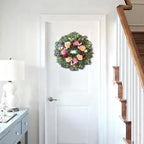 WANNA-CUL 24 Inch Spring Wreaths for Front Door,Spring Mothers Day Wreath Gifts Decorations with Pink,Champagne, Burgundy Rose and Eucalyptus Leaves for Valentines Day,Wedding or Indoor&Outdoor Decor