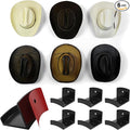 Modern JP Adhesive Hat Hooks for Wall (6-Pack) - Cowboy Hat Rack, Wide Brim Hat Organizer, Strong Hold Hat Hangers for Wall - Black