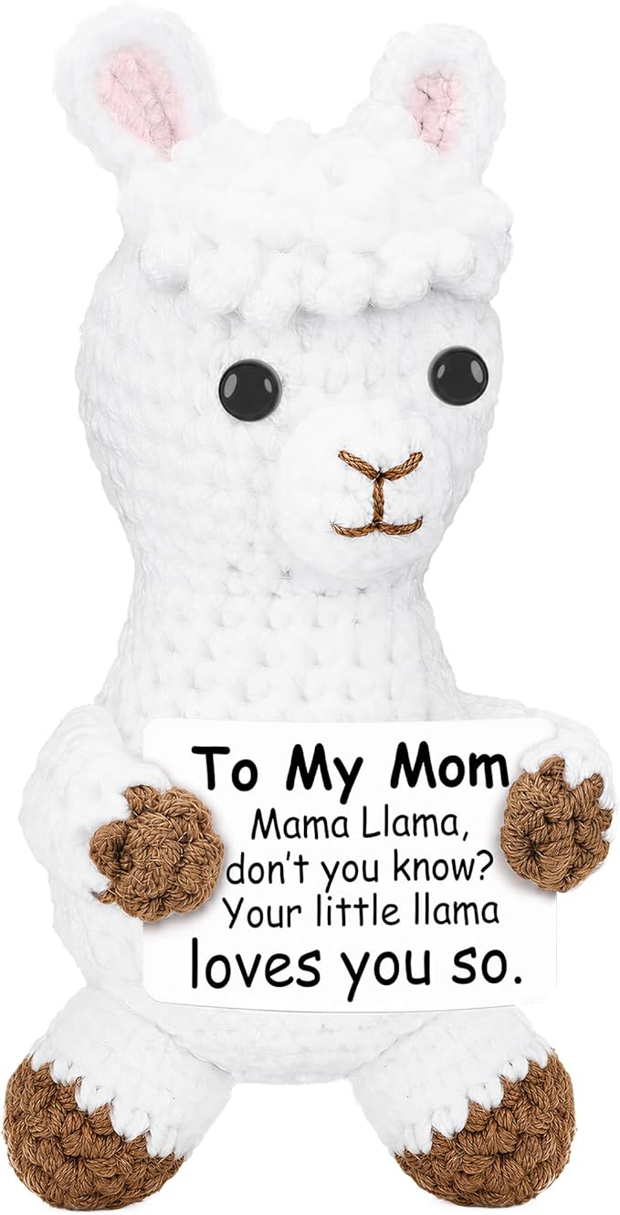 DAFURIET Cute Positive Llama Gifts for Mom from Daughter Son, Mother's Day Birthday Christmas Thank You Appreciation Gift for Mother in Law, Emotional Crochet Animals Home Office Desk Decor