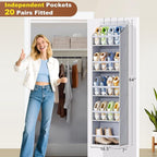KEETDY 20 Pairs Over The Door Shoe Organizer for Closet Large Clear Pockets Hanging Shoe Rack for Door Hanger Boot Holder Storage for Men Sneakers, Grey