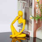BMLCGJ Thinker Statue Gold Decor Abstract Art Sculpture, Golden Resin Collectible Figurines for Home Living Room Office Shelf Decoration,Great Gifts Ideas (Yellow)