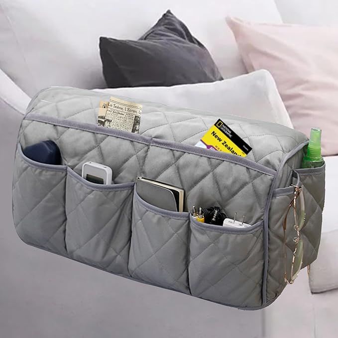 Armchair Caddy,Non Slip Recliner Organizer,Waterproof Sofa Armrest Organizer, Remote Control Holder for Recliner.Chair Arm Organizer with 14 Pockets for TV Remote, Phone, Magazine