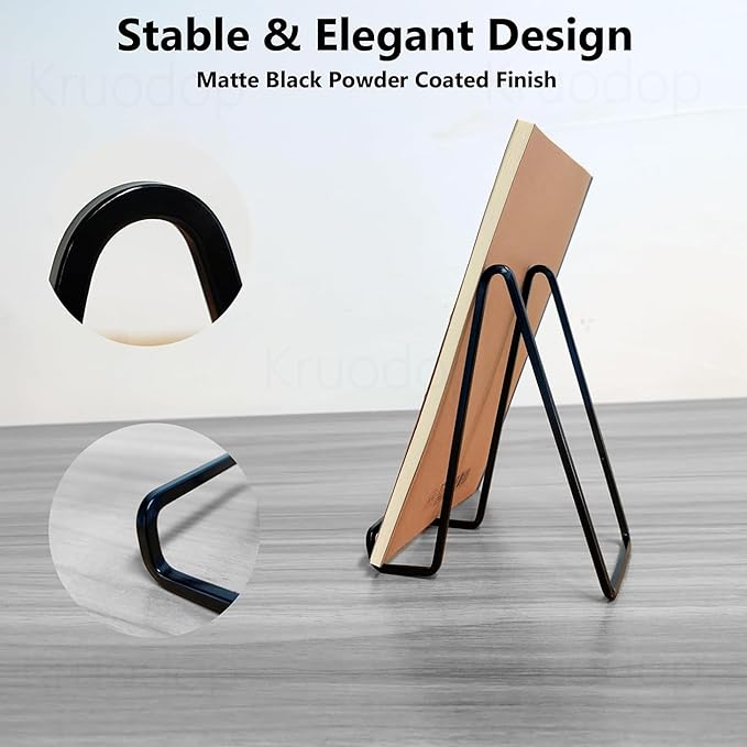 3 Pack 3 inch Metal Plate Stands for Display, Plate Holder Pictures Frame Easel Display Stand, Tabletop Picture Stand, Iron Easels for Display Photo Frames, Plates, Vinyl Record，Book, Sign（Black）