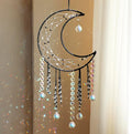Artilady Crystal Dream Catchers Crystals - Large Black Boho Moon Dream Catcher Wall Decor House Decorations for Home Bedroom Room Decor Christmas Birthday Gifts for Girls Kids Adults