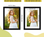 Rempry 5x7 Picture Frame, Display Pictures 4x6 with Mat or 5x7 Without Mat, Wall Hanging or Tabletop Photo Frame with Shatter Resistant Plexiglass, Black, 1 Pack