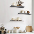 BAYKA Floating Shelves for Wall, Set of 3, 22.5 Inches Wall Mounted Rustic Wood Shelves for Bathroom, Bedroom, Living Room or Kitchen Decor, Storage for Books, Lego, Plants, Gray