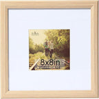 KTKDE 8x8 Picture Frame Real Glass, Display Pictures 4x4 with Mat or 8x8 Without Mat, Modern Style Wood Composite Frame,Gallery Wall Frame & Table Top Display，best gift
