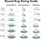 OLANLY Dark Green Round Rugs for Bedroom - Machine Washable, 8 ft Circle Area Rugs for Living Room, Soft and Fluffy Shaggy Carpet for Teen Girls and Boys, Nursery Rooms, Dorms, Home Decor Aesthetic