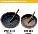 Ceramic Ashtray Stylish Indoor & Outdoor Cigarette Ashtray for Home, Coffee Bars, and Patios，Lava Dazzling Black (Medium Size)