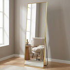 BEAUTYPEAK Full Length Mirror, 57"x18" Standing Hanging or Leaning Against Wall Floor Mirrors Body Dressing Wall-Mounted for Living Room, Bedroom with Aluminum Alloy Thin Frame, Gold