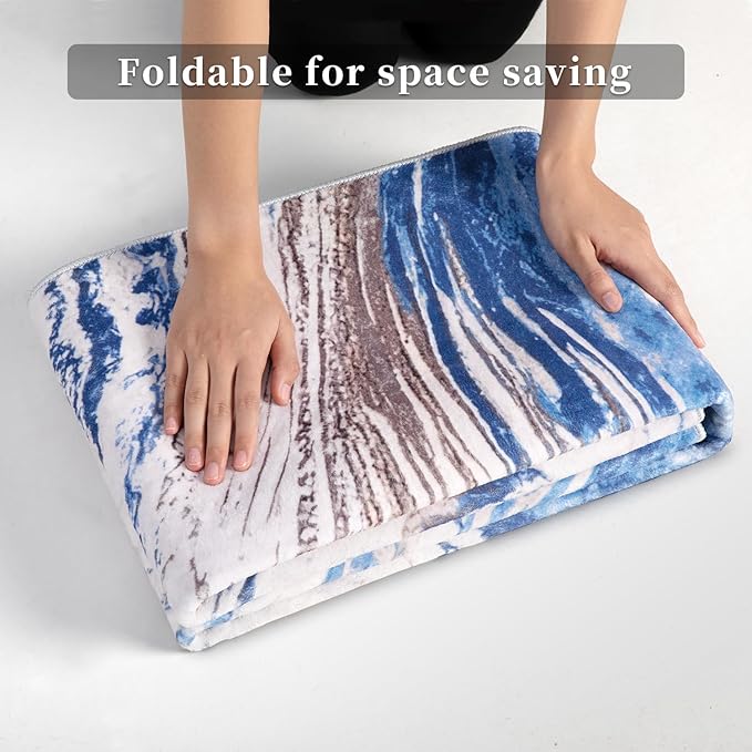Ciicool Abstract Area Rug Indoor, 5x7 Swirl Washable Entryway Rug, Modern Soft Throw Entry Rug with Non-Slip Backing for Bedroom Living Room Entrance Kitchen, Low-Pile Floor Carpet Doormat Blue Brown