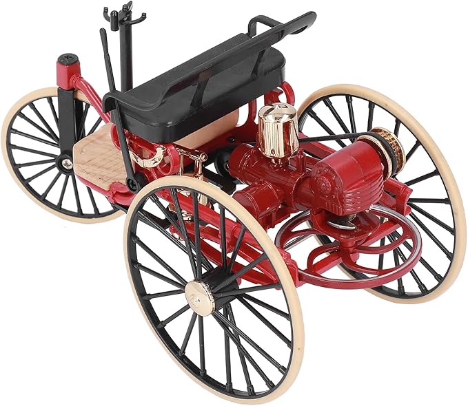Fdit Retro Alloy Tricycle Ornament High Simulation Classic Car Model 1:12 Scale Decoration for Home, Ideal Model Collectors, Suitable for Wine Cabinet Entrance Decor, Durable and Sturdy Design (Red)