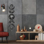 CREATCABIN 7Pcs Eyes Hands Moon Cycle Decor Boho Ornament Half Round Wood Pendant Moon Phase Decoration Halloween Ramadan Home Art Wall Hanging for Bedroom Farmhouse Gallery Apartment Bar 37.1x6.3in