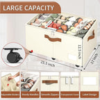 Shoe Organizer for Closet, Shoe Storage Organizer with Wheels and Adjustable Dividers, Stackable Shoe Storage Box with Clear Cover, Foldable Closet Shoe Organizer Fits up to 24-48 Pairs, Beige