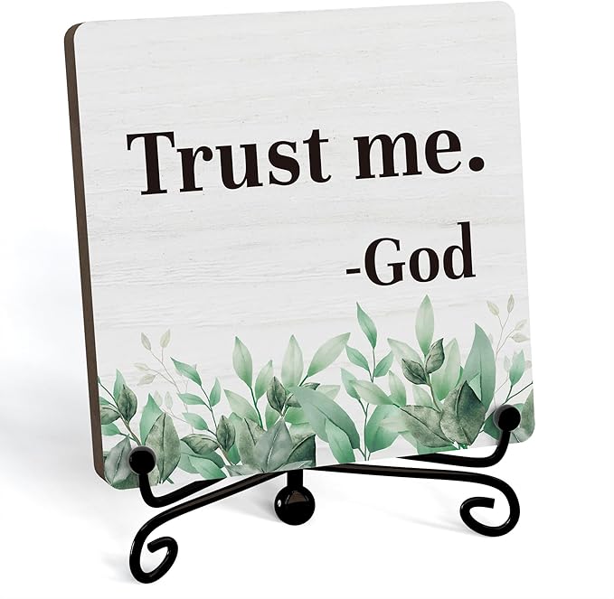Home Decor, Farmhouse Shelf Decor For Living Room, Boho Aesthetic Table Decorations, Christian Gifts For Women Men, Entryway Tv Stand Fireplace Mantle Coffee Table Decoration (trust-06)