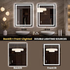 LOAAO 27.6"x35.4" LED Mirror for Bathroom, Lighted Bathroom Mirror with Lights, Anti-Fog, Dimmable, Memory Function, Clear Reflection