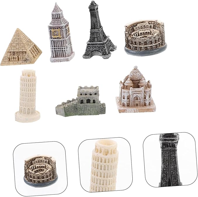 7pcs Resin Architecture Model Miniature Tower London Building Blocks for Home Decor